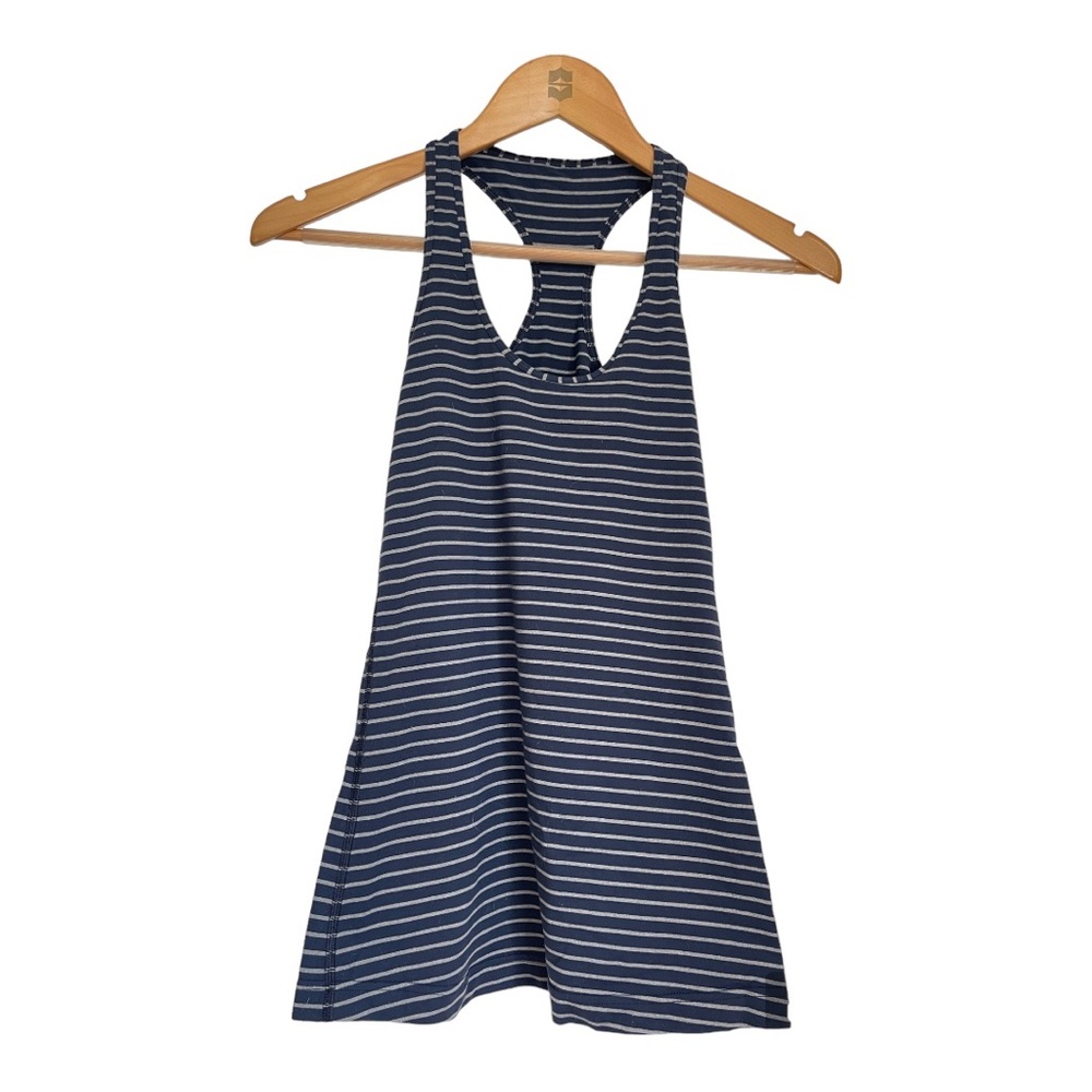 lululemon Blue/Gray Striped Cool Racerback Tank